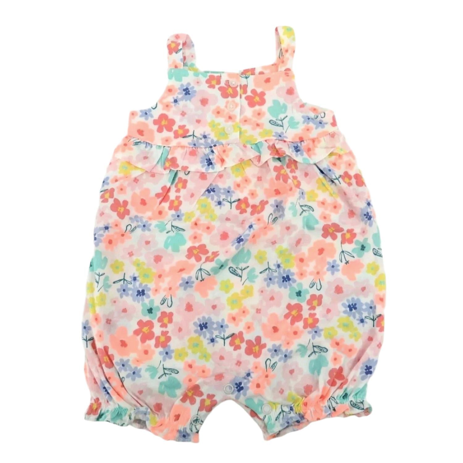Carter's Baby Girls Multicolor Floral Ruffle Sleeveless Romper