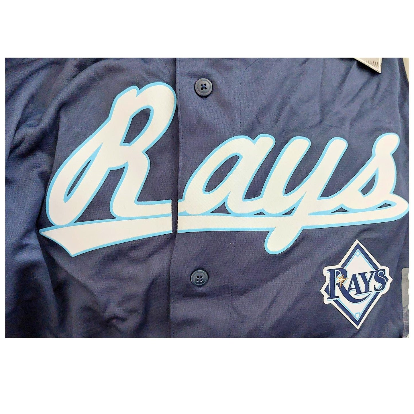 Tampa Bay Rays Baseball Jersey Button Down True Fan Navy Blue XL