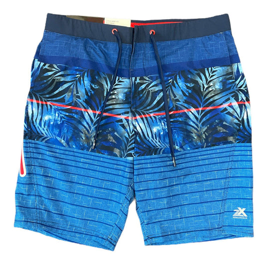 ZeroXposur Men's Stretch Swim Trunks w/ Diagonal Pocket (Blue Venus, L)