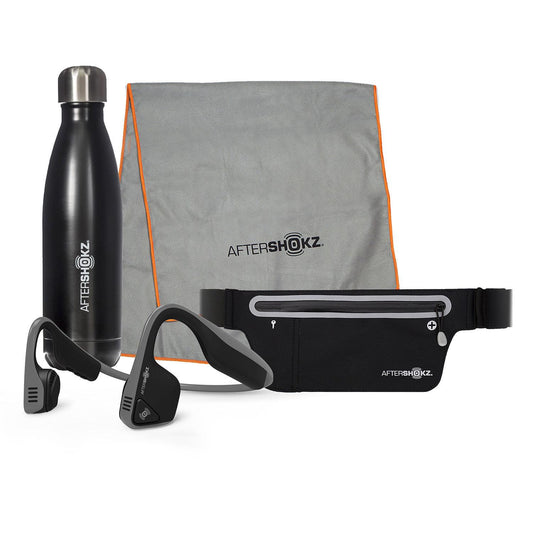 AfterShokz Trekz AS600 Titanium Fitness Gear Bundle Slate Grey