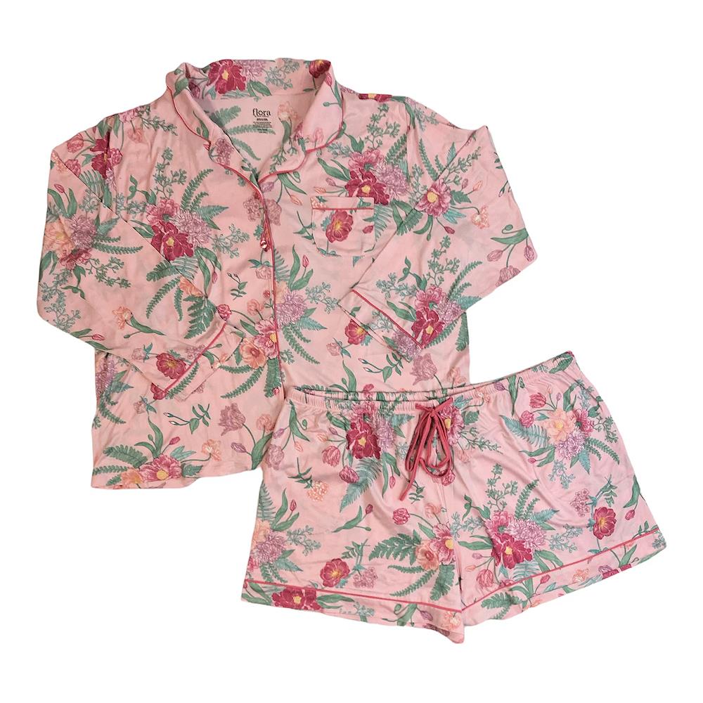 Flora By Flora Nikrooz Notch Collar Long Sleeve With Shorts Pajamas
