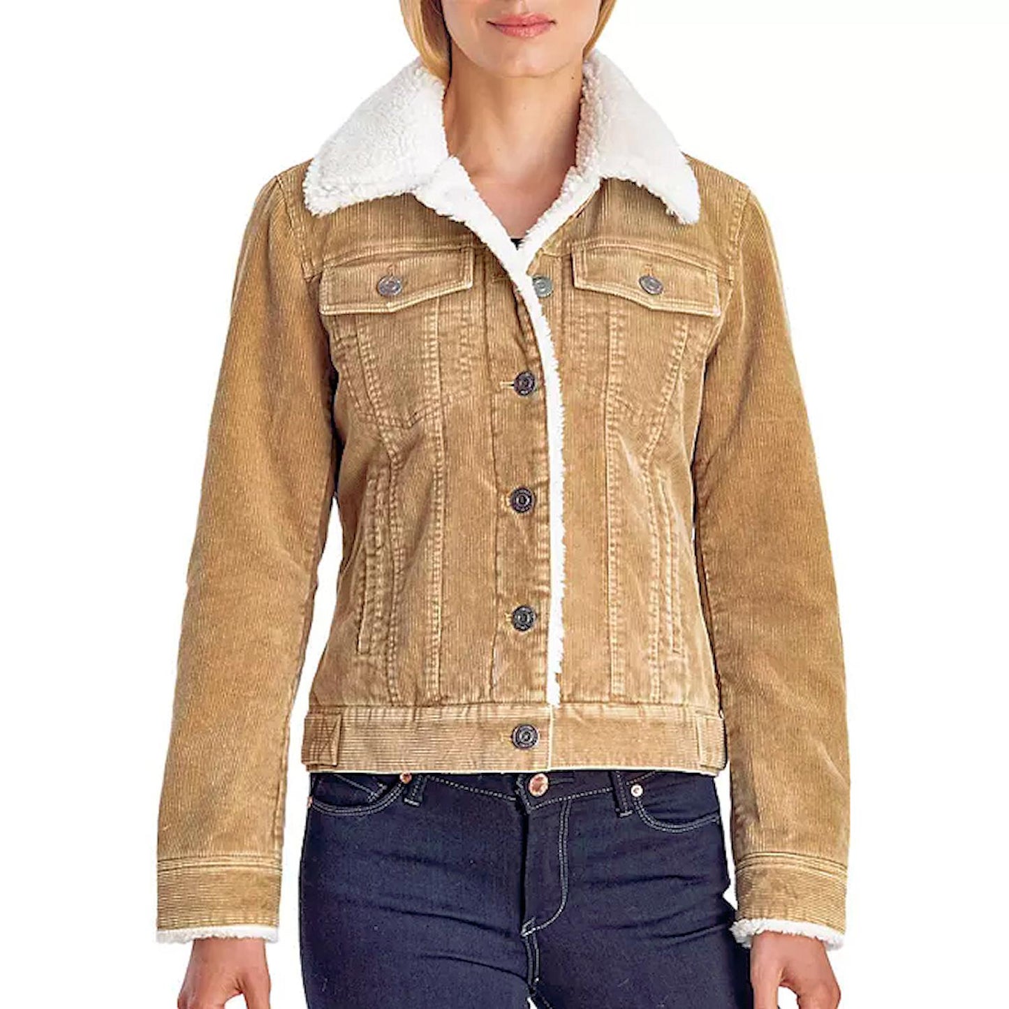 Lucky Brand Ladies Corduroy Jacket Quilt Lined Camel M