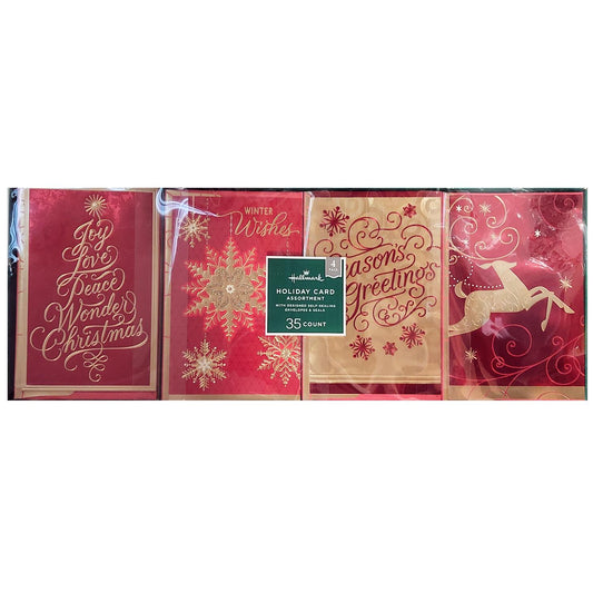 Hallmark Boxed Christmas Cards Assortment, Classic Red and Gold (4 Designs, 35 Cards and Envelopes)