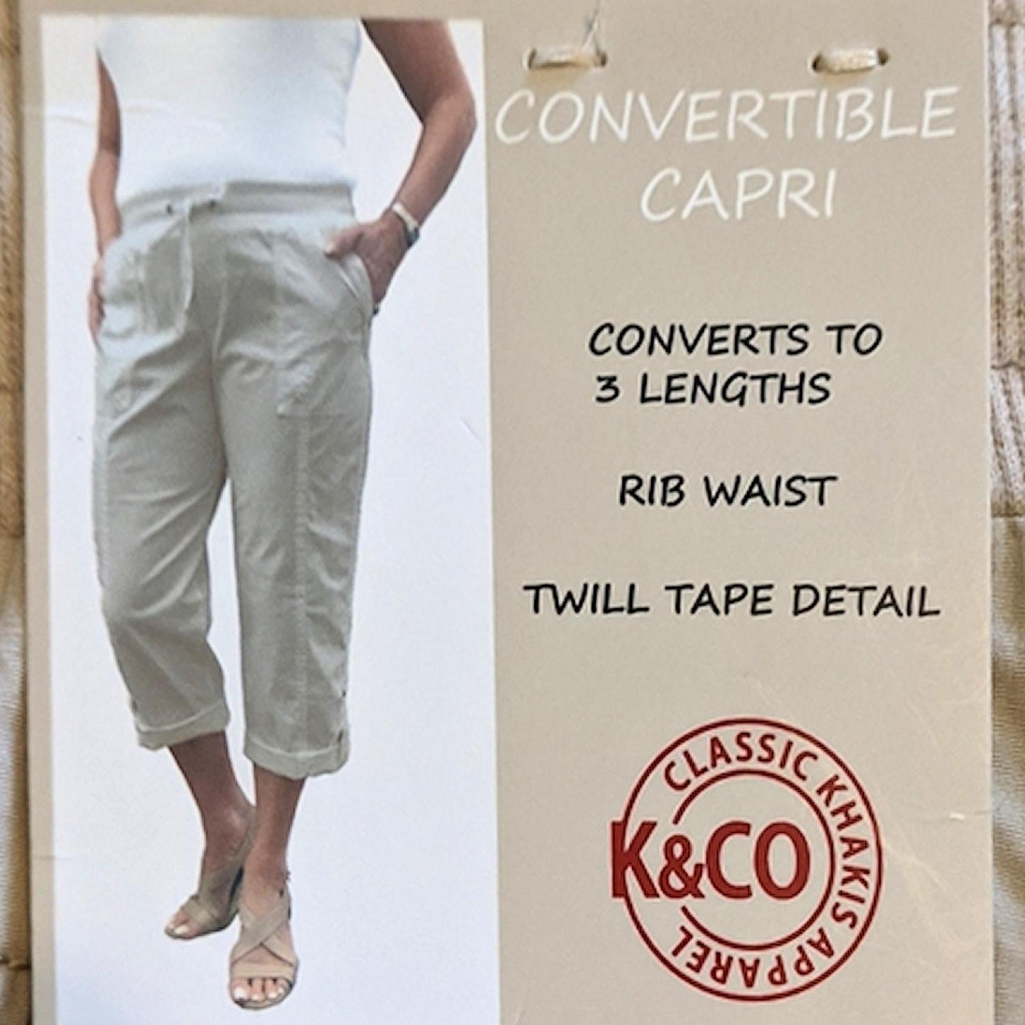 Khakis & Co. Women's Poplin Convertible Capri 3 Length Sizes