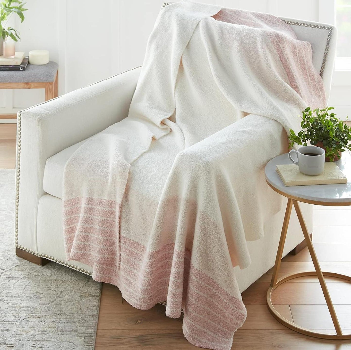 Luxurious Oversized 60x70 Heather Pink Cozy Knit Throw blanket