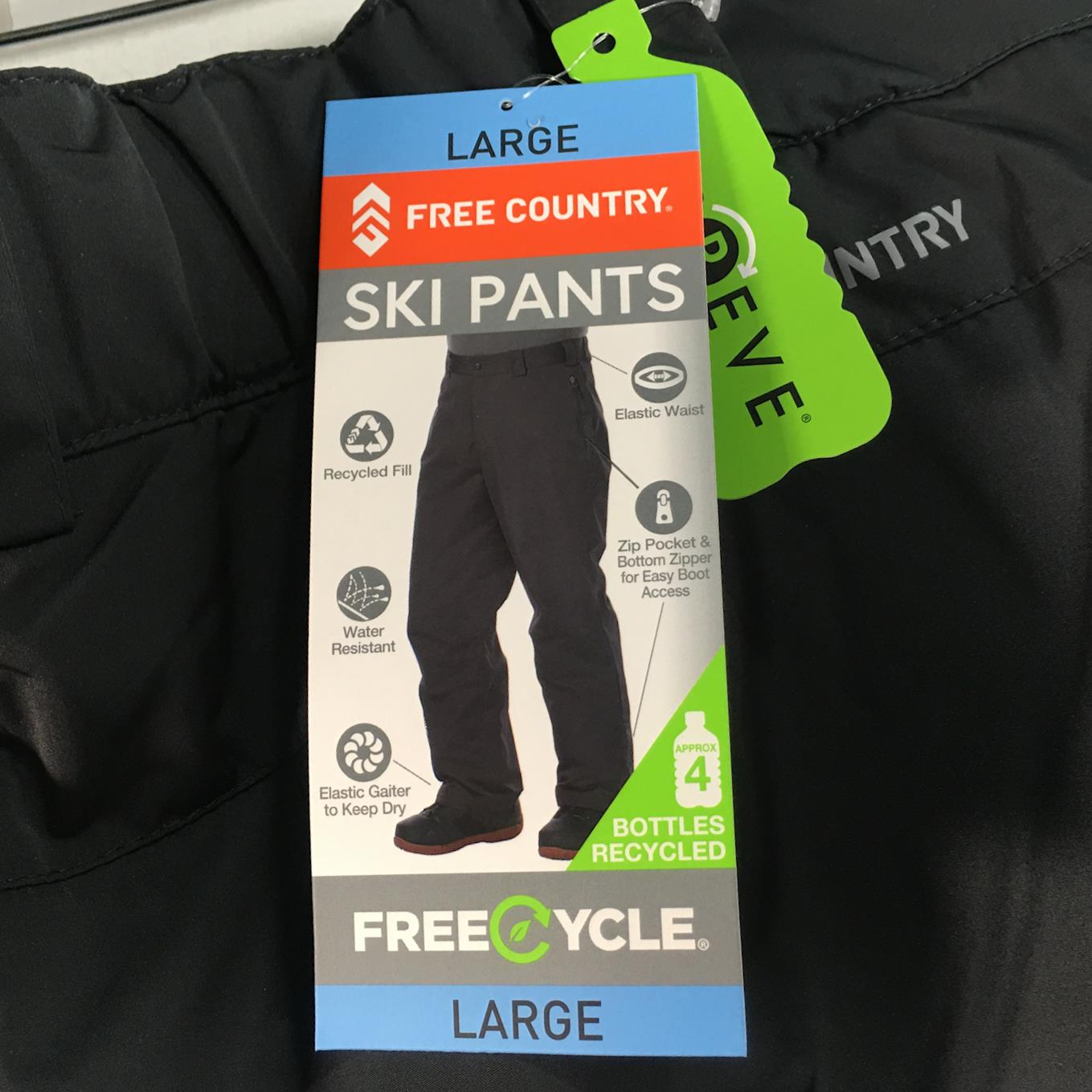 Free Country FreeCycle Men's  Water & Wind Resistant Insulated Ski Pants Deep Charcoal L