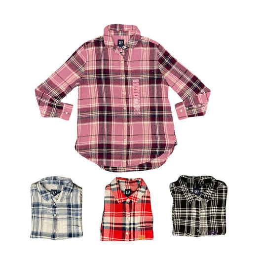 GAP Women's Soft Button Down Long Sleeve Boyfriend Flannel Shirt