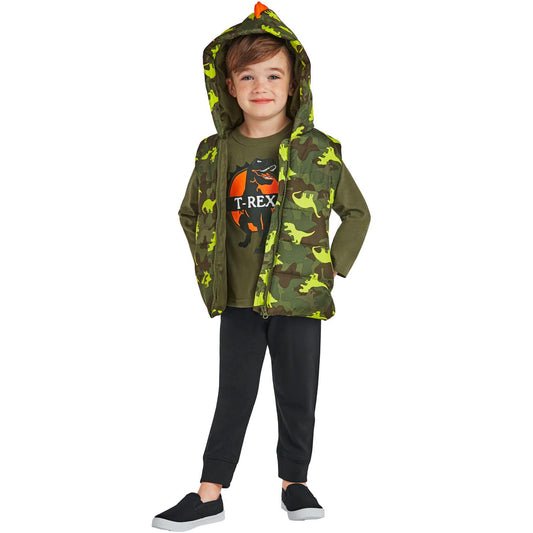 Member's Mark Boys' 3pc Vest Shirt Jogger Set Dino 4T