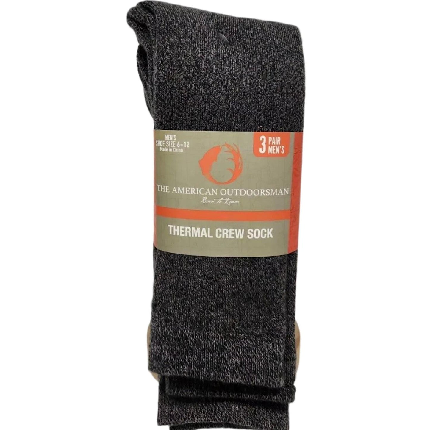 The American Outdoorsman Men's Warm Thermal Crew Socks, 3 Pair