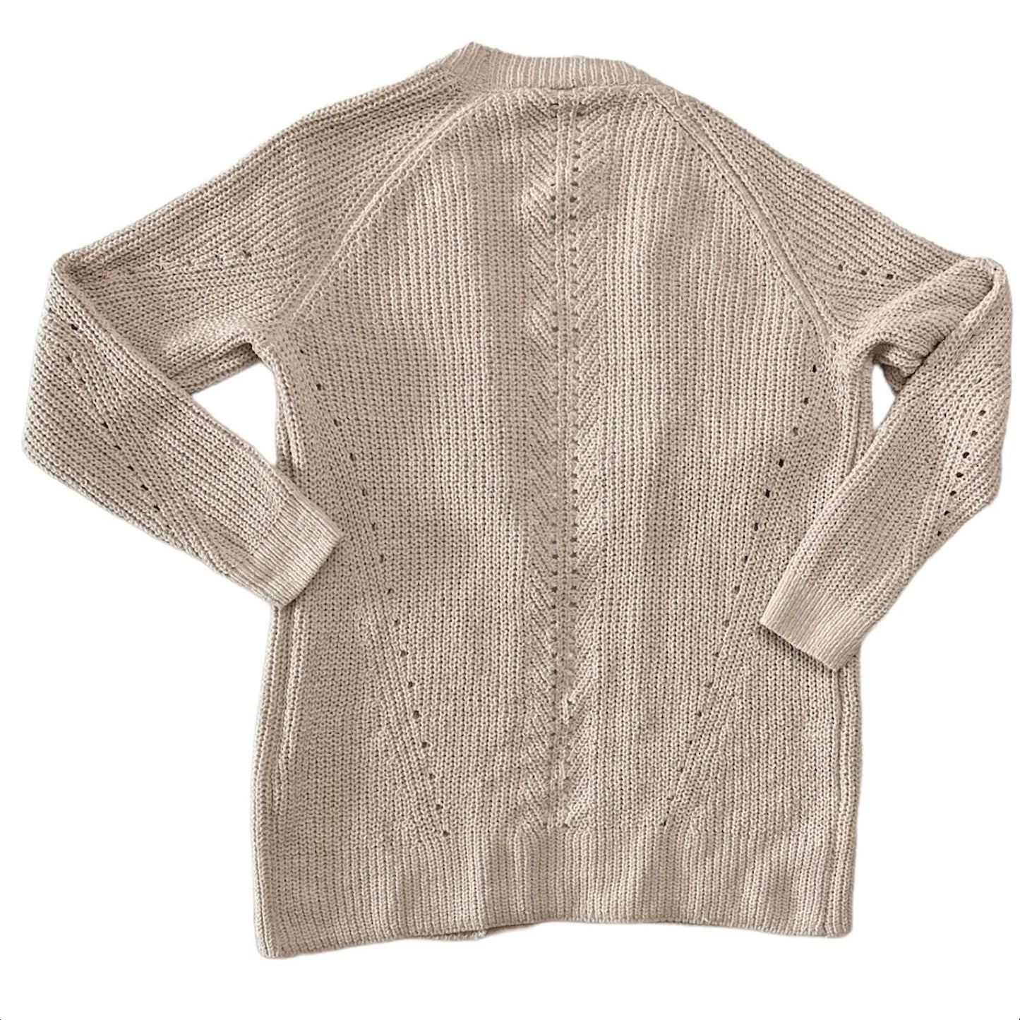 Member's Mark Women's Soft Chenille Open Front Pointelle Detail Cardigan Taupe XL