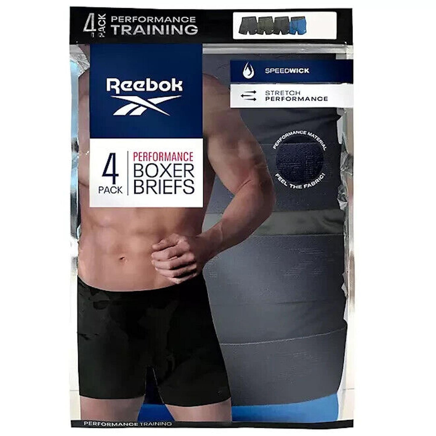 Reebok Men's Speedwick Performance Training Boxer Briefs 4 Pack