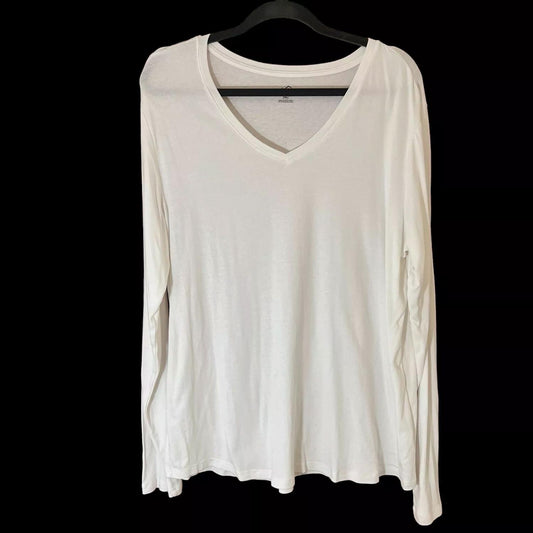 Eddie Bauer Women's Long Sleeve V-Neck Shirt White XL