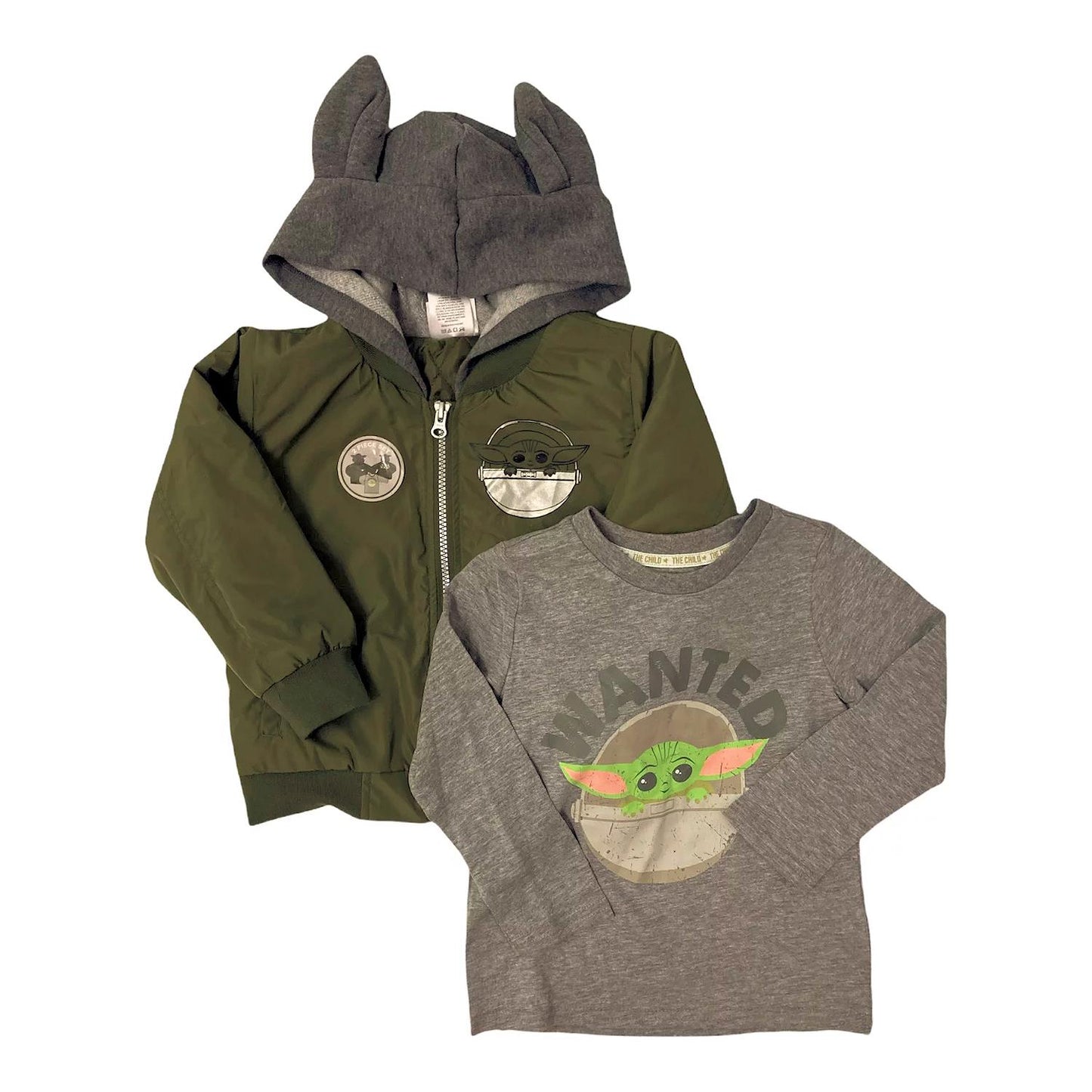 Disney Boy's Star Wars Mandalorian Baby Yoda Long Sleeve Shirt & Hooded Jacket Set