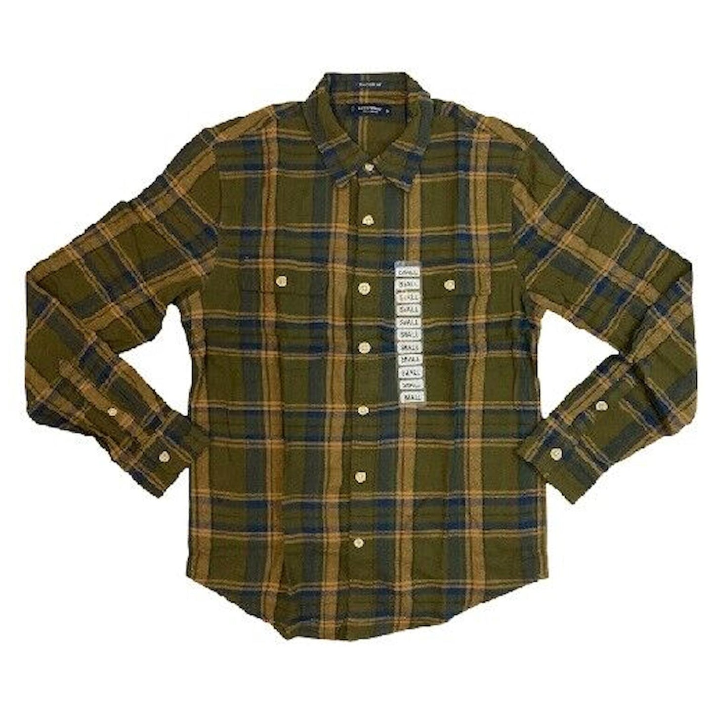 Lucky Brand Men's Humboldt Workwear Flannel Shirt Olive Green Plaid