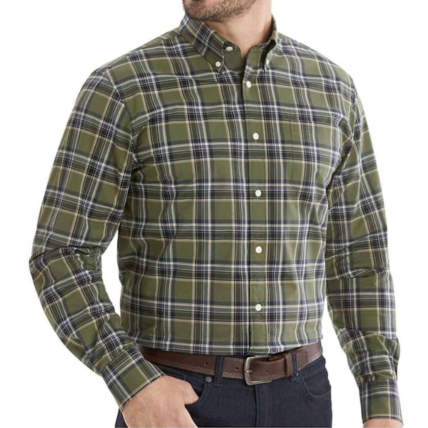 Member's Mark Men's Long Sleeve Poplin Plaid Shirt