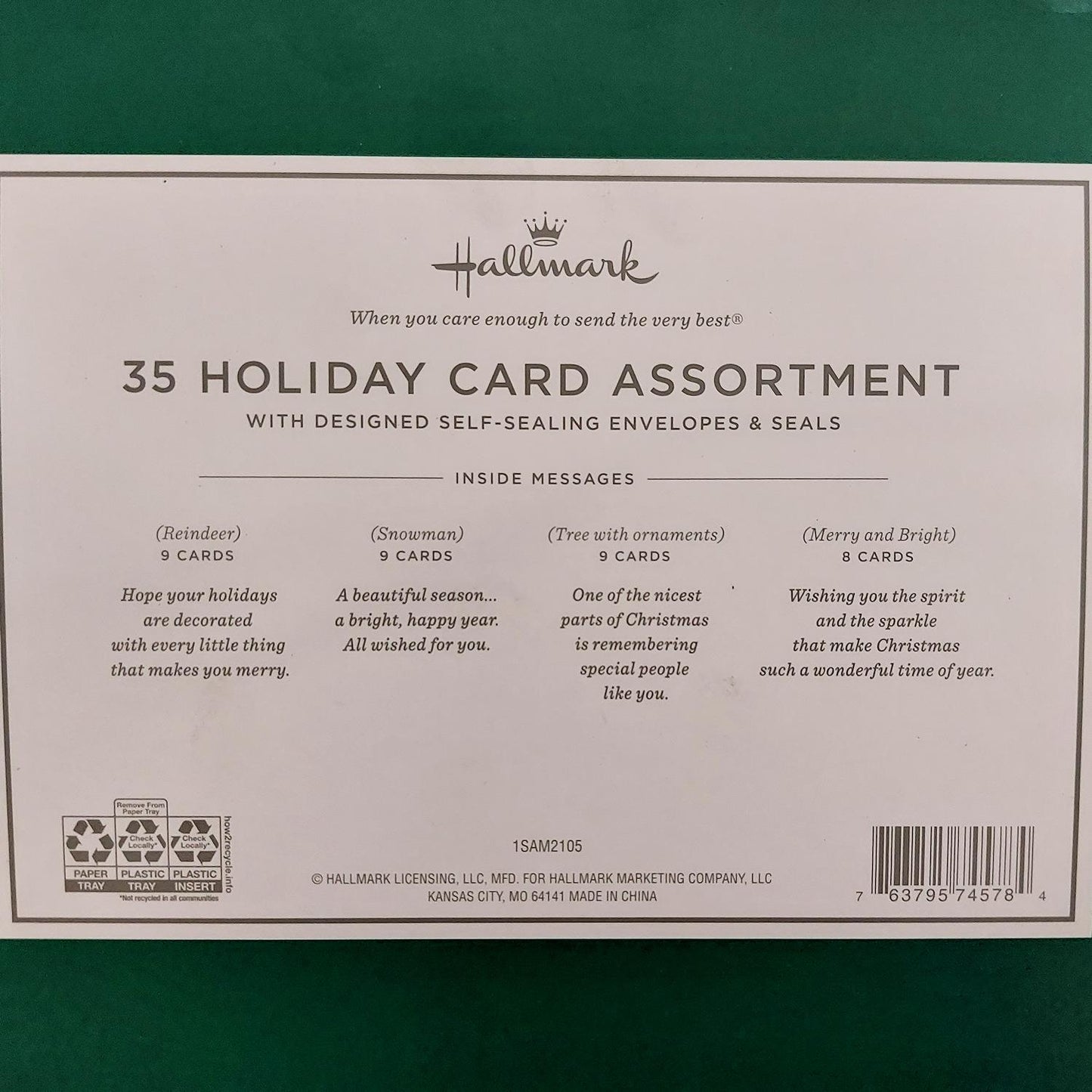 Hallmark Boxed Christmas Cards Assortment, Holiday Sparkle (4 Designs, 35 Cards and Envelopes)