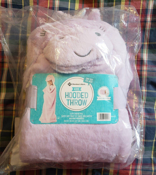 Member’s Mark Kid Faux Fur and Sherpa Pink Unicorn Hooded Throw 50 x 40