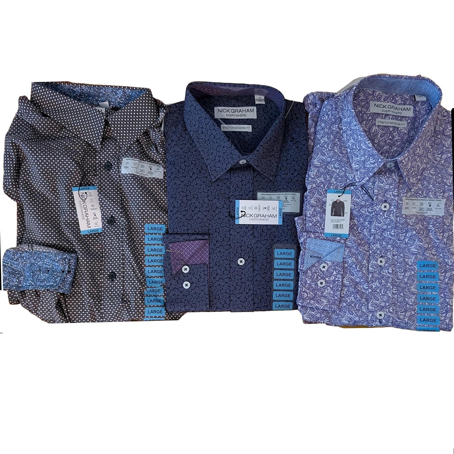 Nick Graham Men's Everywhere Stretch Performance Woven Modern Fit Shirt