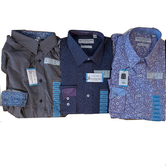 Nick Graham Men's Everywhere Stretch Performance Woven Modern Fit Shirt