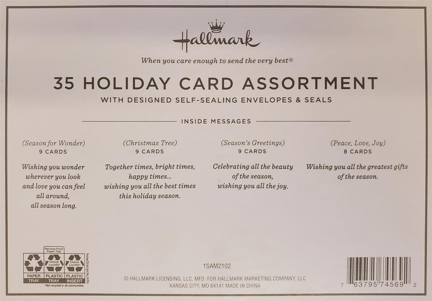 Hallmark Boxed Christmas Cards Assortment, Holiday Season (4 Designs, 35 Cards and Envelopes)