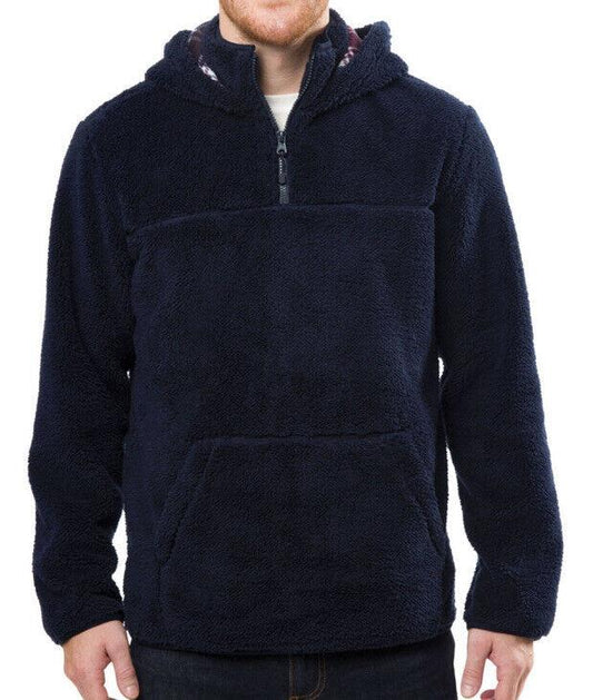 Boston Traders Men's 1/4 Zip Sherpa Fleece Lined Hooded Sweatshirt (Night Sky, L)