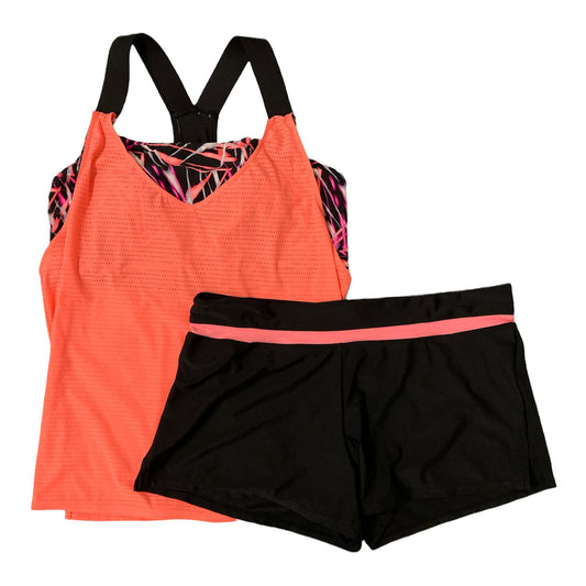Zeroxposur Women's UPF 50+ Wide Strap Racerback Mesh Tankini Swimsuit Orange S