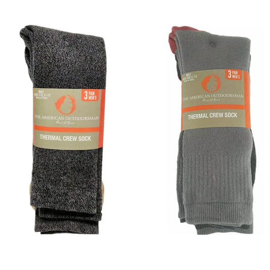 The American Outdoorsman Men's Warm Thermal Crew Socks, 3 Pair