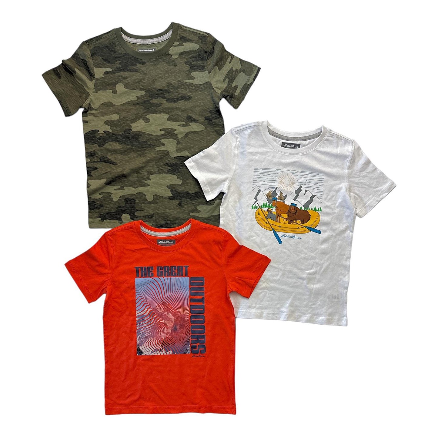 Eddie Bauer Boy's 3-Pack Graphic Print Crewneck Short Sleeve T-Shirts