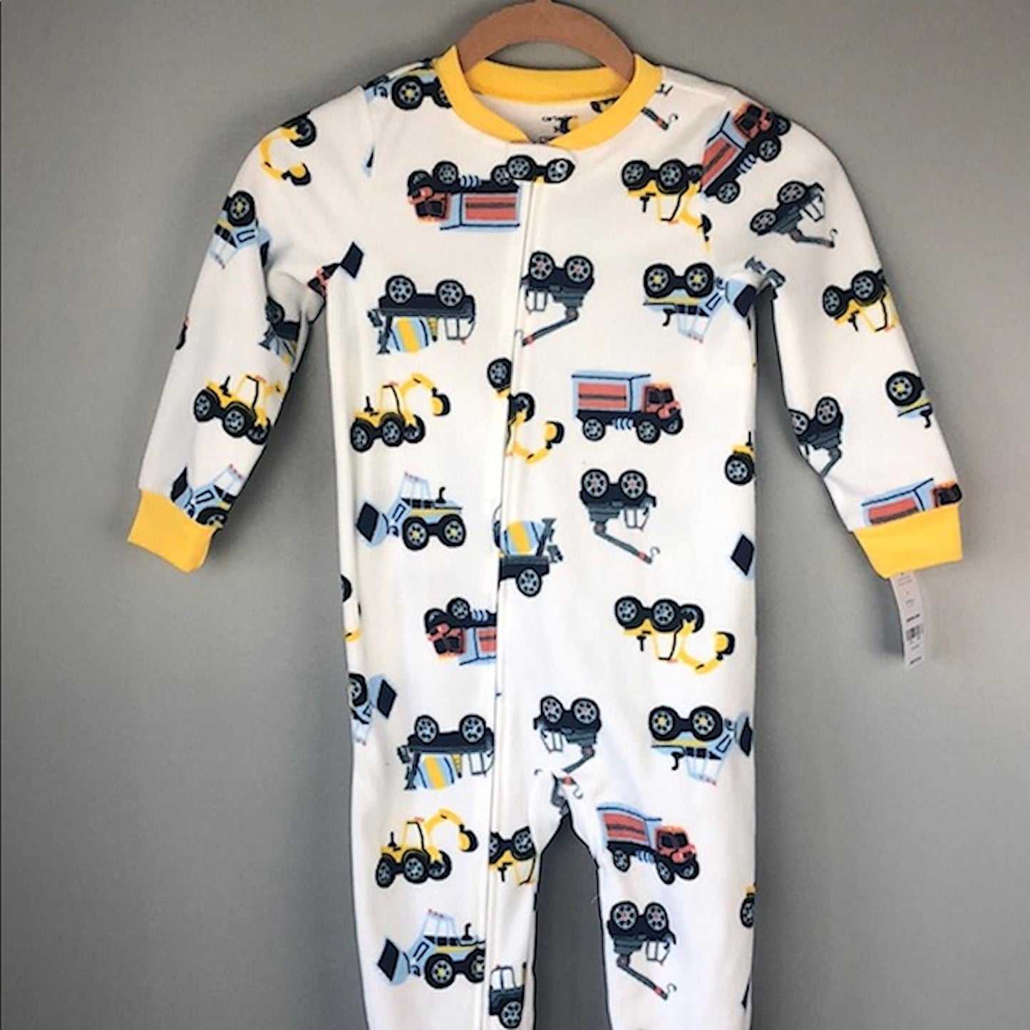 Carter's Boy's One-Piece Full-Zip Fleece Footed Pajama Construction 18M