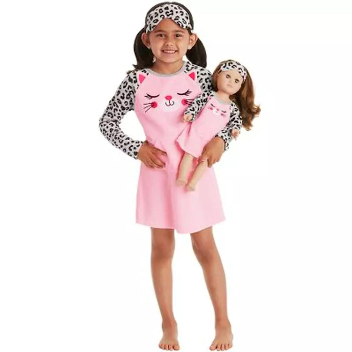 Girls Perfect Pair 4PC Pajama Gown Set Gown and Sleep Mask for her and her 18" Doll