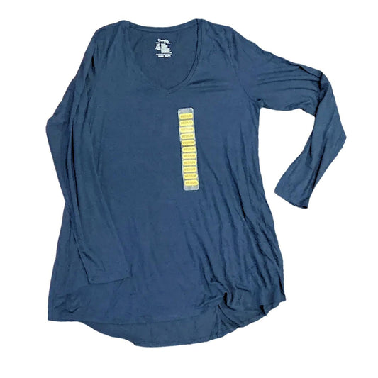 Hue Utopia Women's Long Sleeve V-Neck Super Soft Hi-Lo Hem Legging Tunic Tee (Oxford Blue, XL)