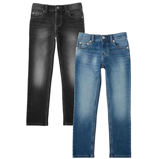 Member's Mark Boys' Denim 5 Pocket Jean (2 Pack) (Black/Medium Wash, 12)