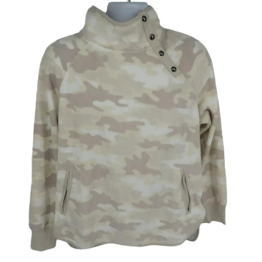 Green Tea Women's Mock Neck Printed Soft Warm Fleece Pullover Sweatshirt Top Khaki Camo M