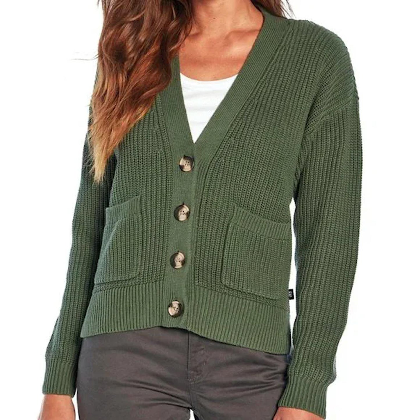 GAP Women's Soft Knit Cotton Pocketed Button Front Cardigan