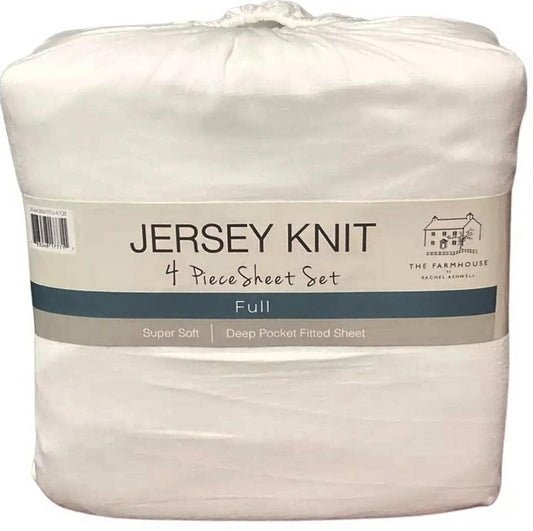 Farmhouse by Rachel Ashwell Cotton Rich Jersey Knit Sheet Sets Full White
