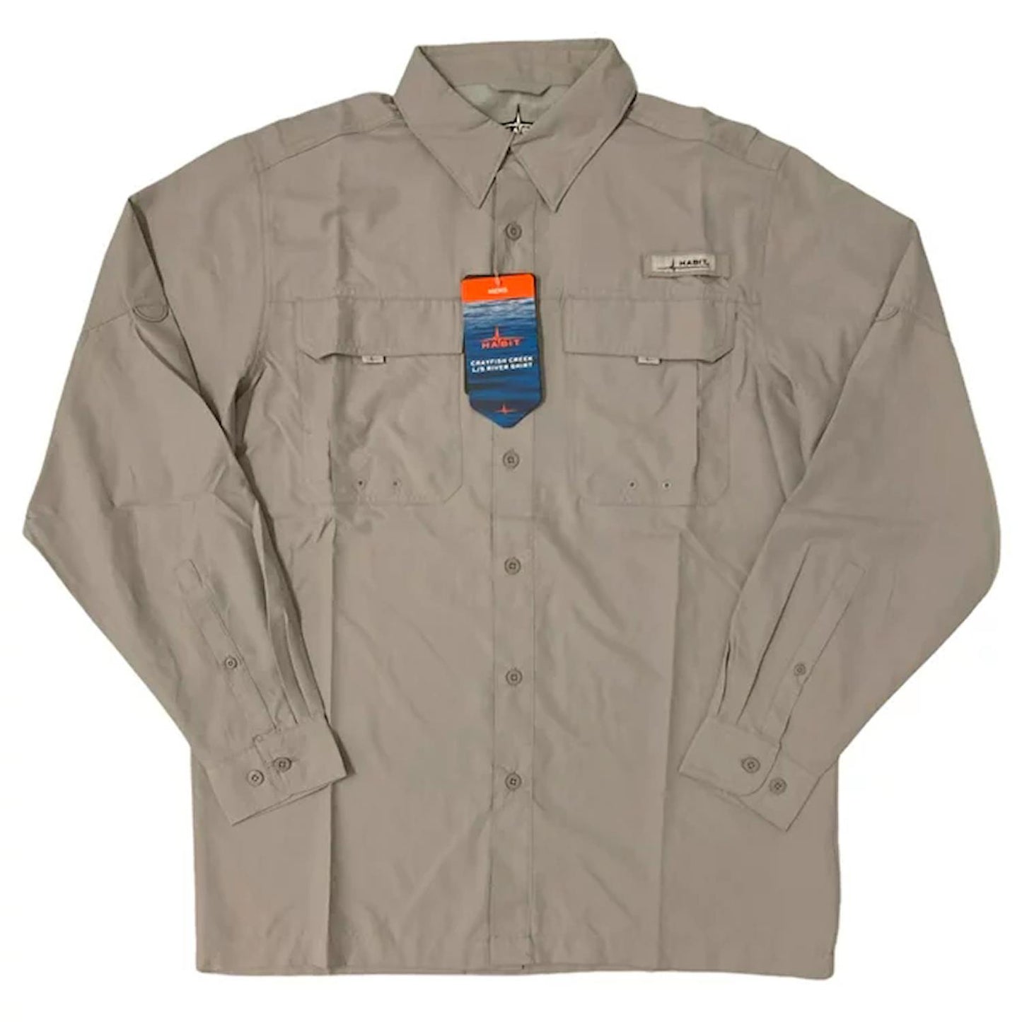 HABIT Mens Belcoast Long Sleeve River Guide Fishing Shirt Alloy XL