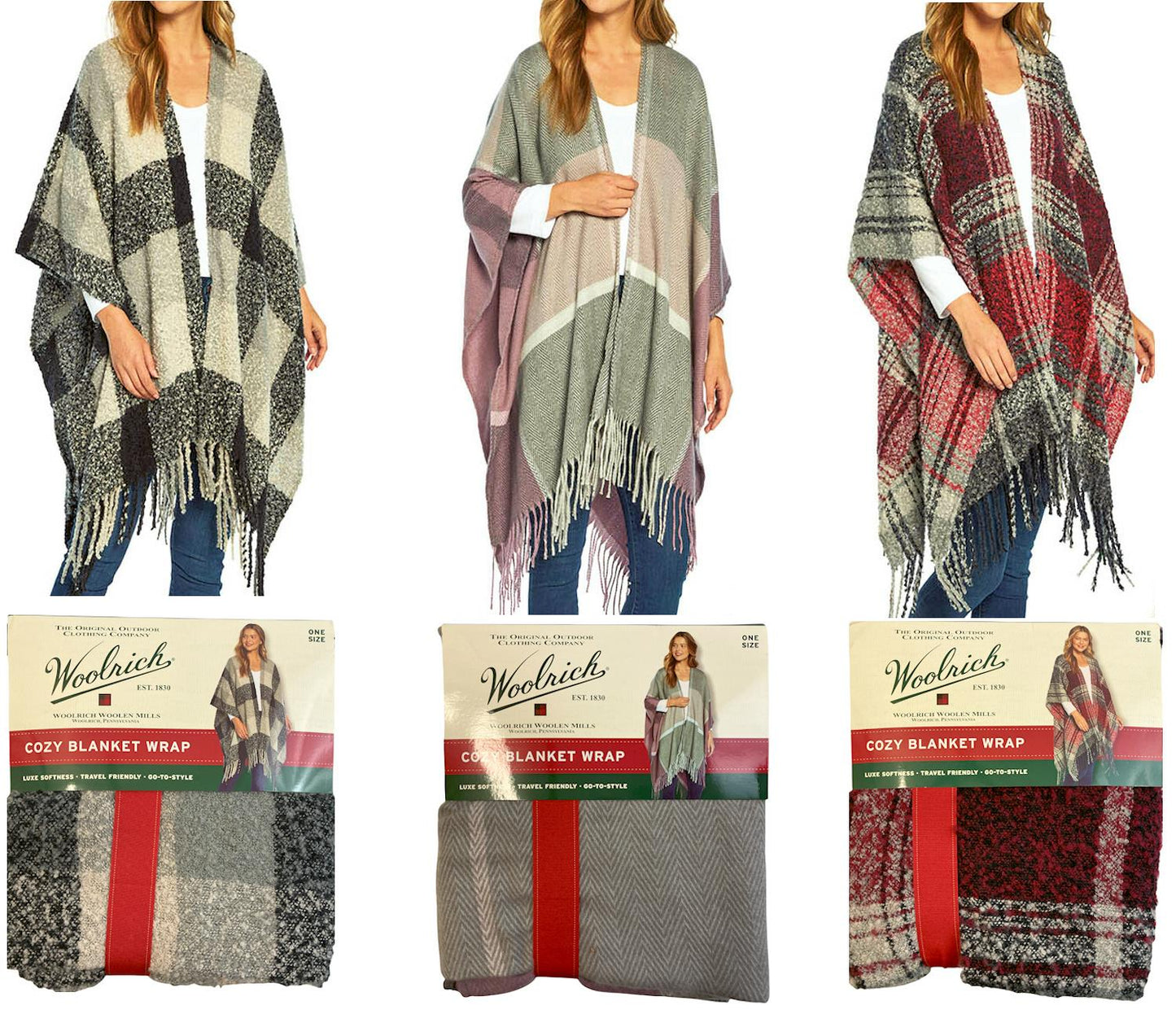 Woolrich Women's One Size Blanket Wrap Shawl Cape Poncho Choose Style