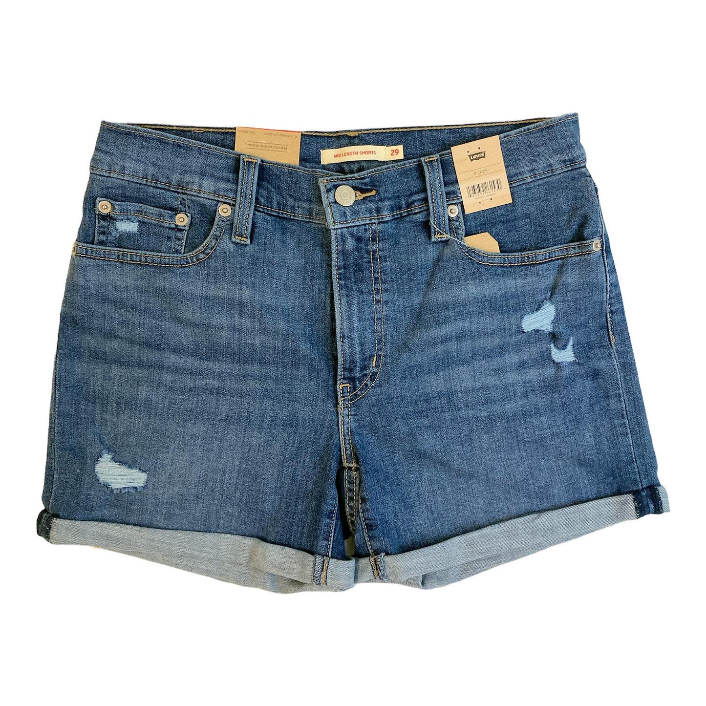 Levi's Women's Mid-Length Denim Mid-Stretch Super Soft Shorts