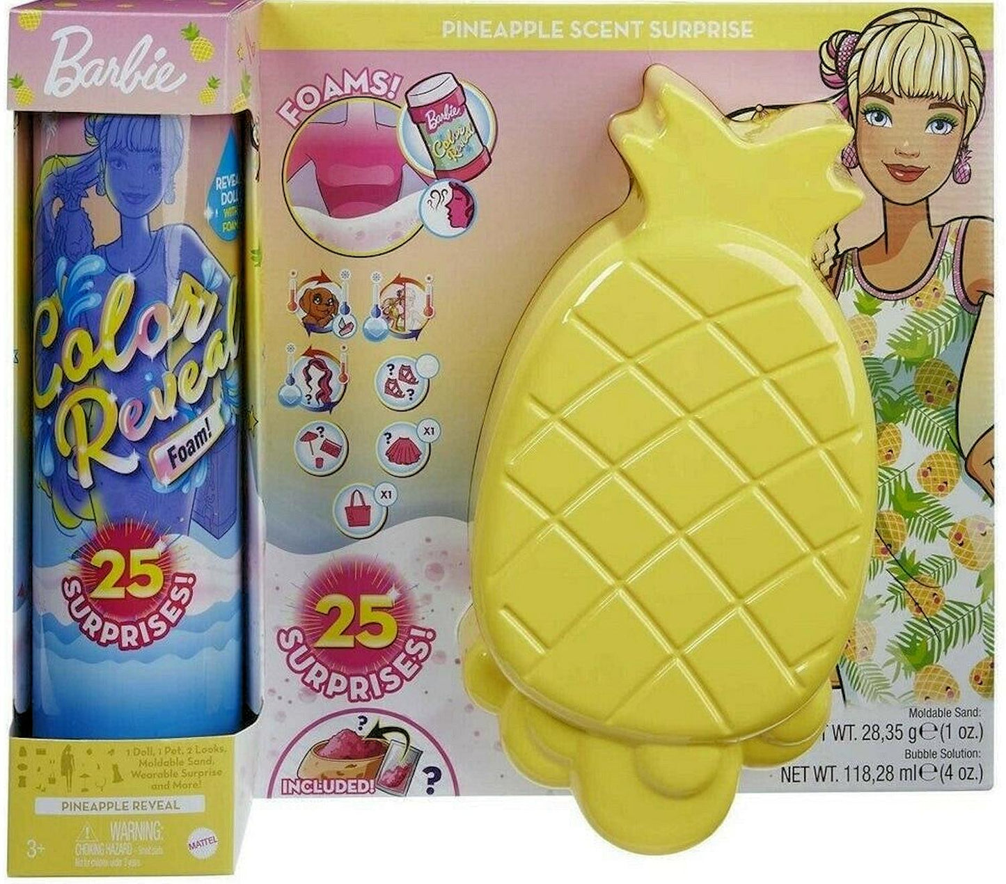 Barbie Ultimate Color Reveal Foam Doll Scent 25 Surprises Pineapple or Strawberry
