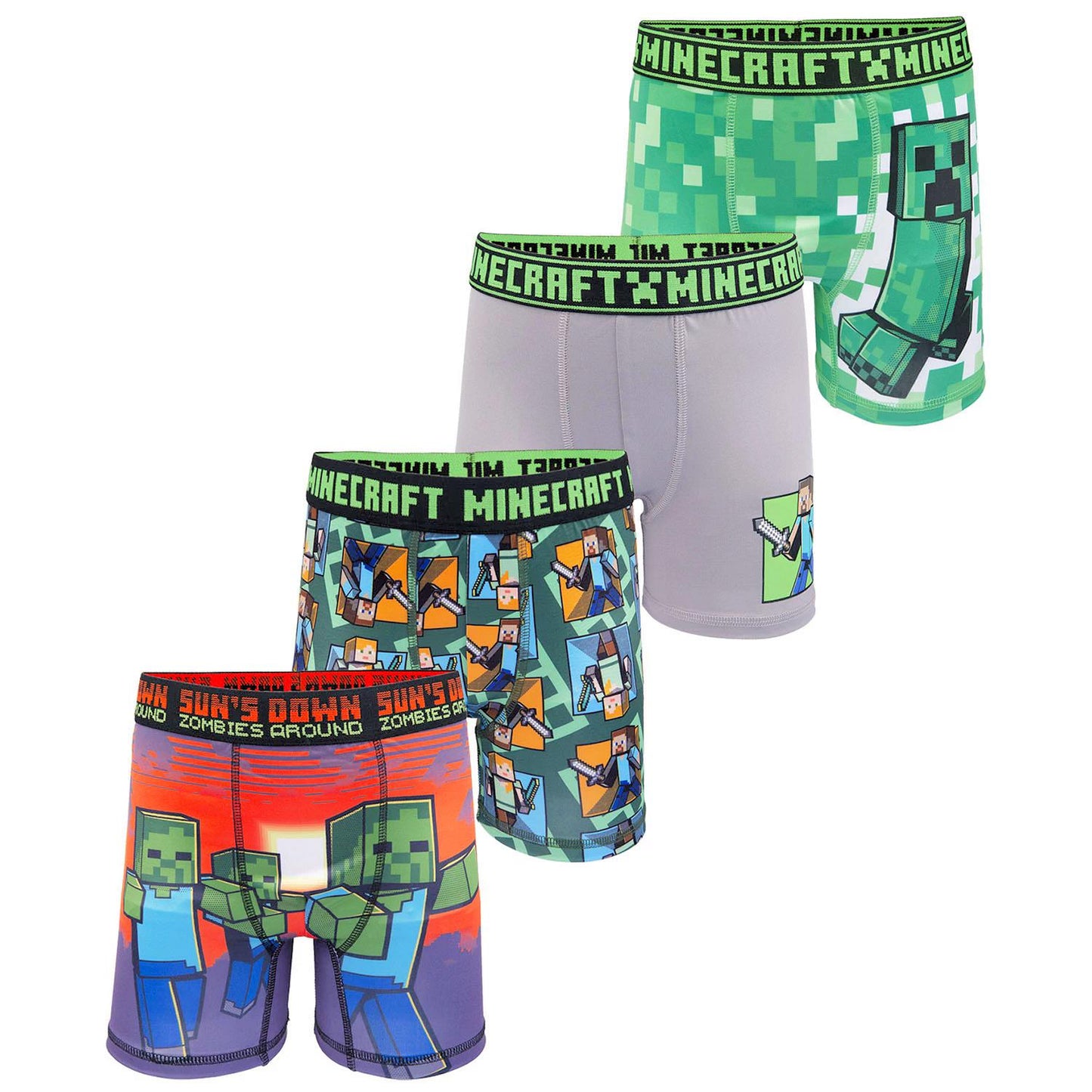 Minecraft Boy's 4-Pack Licensed Athletic Boxer Briefs Large 8