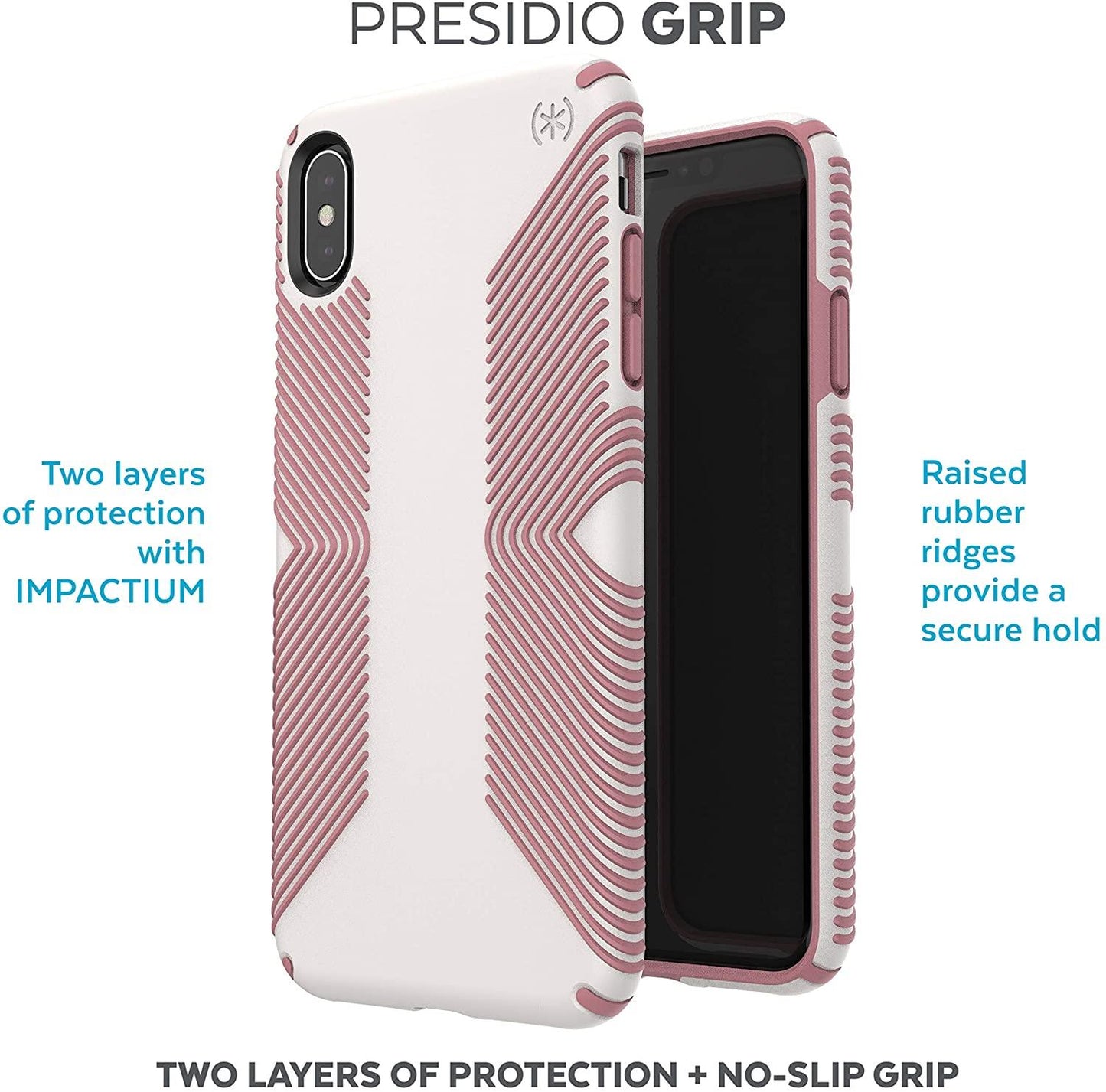 Speck Products Presidio Grip iPhone Xs Max Case, Veil White/Lipliner Pink