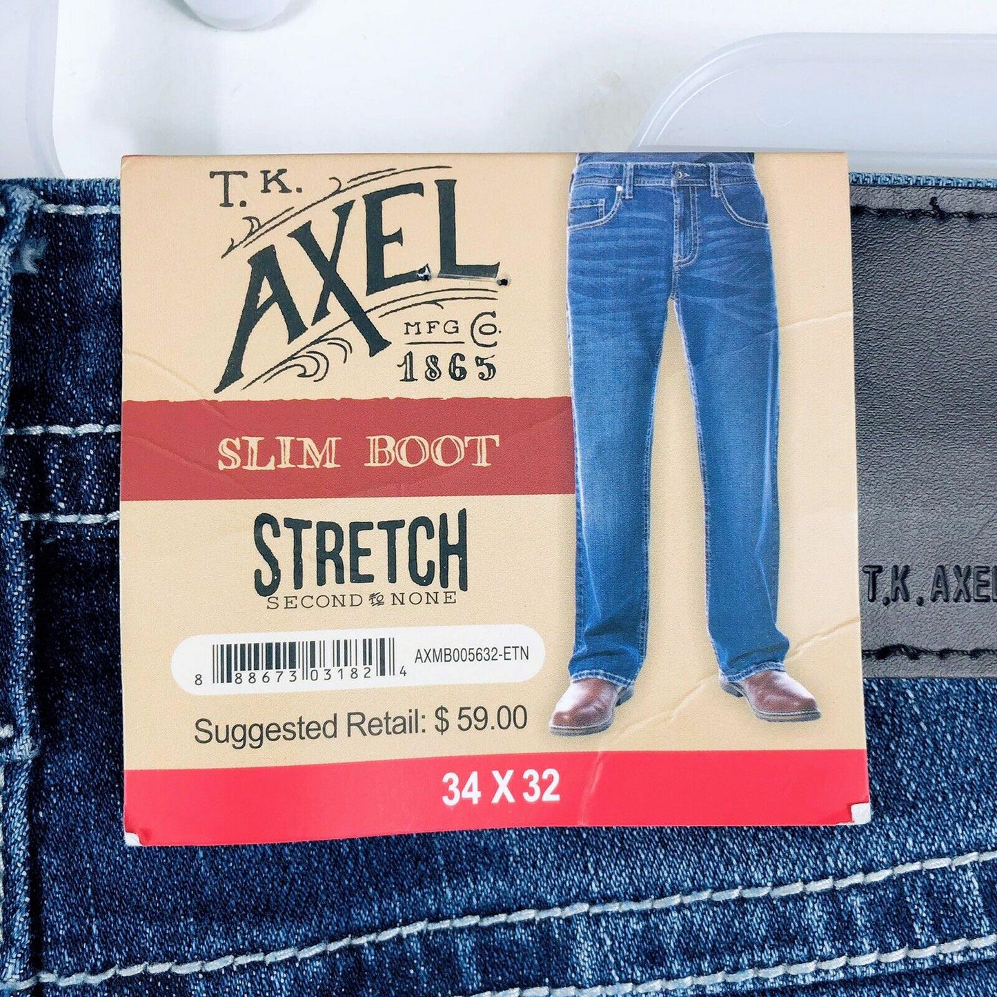 TK Axel Men's Slim Boot Stretch Jeans Medium Wash Eaton Denim