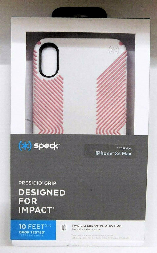 Speck Presidio Grip iPhone Xs Max Case, Veil White/Lipliner Pink