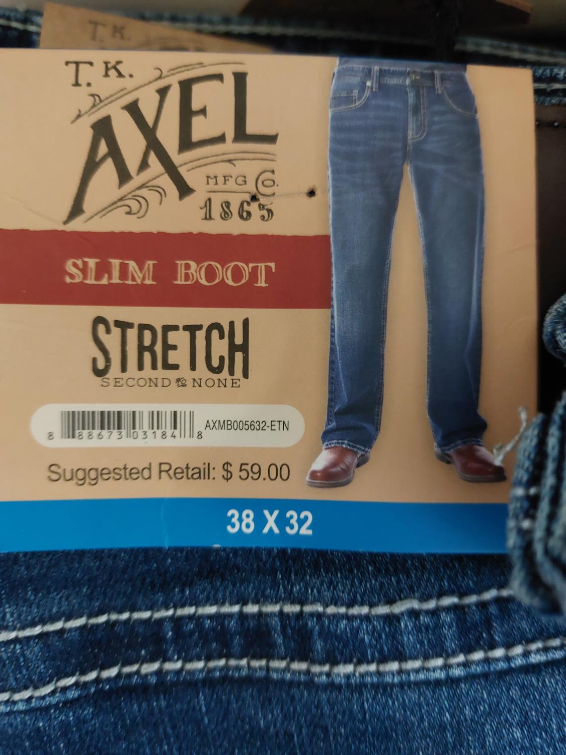 TK Axel Men's Slim Boot Stretch Jeans Medium Wash Eaton Denim