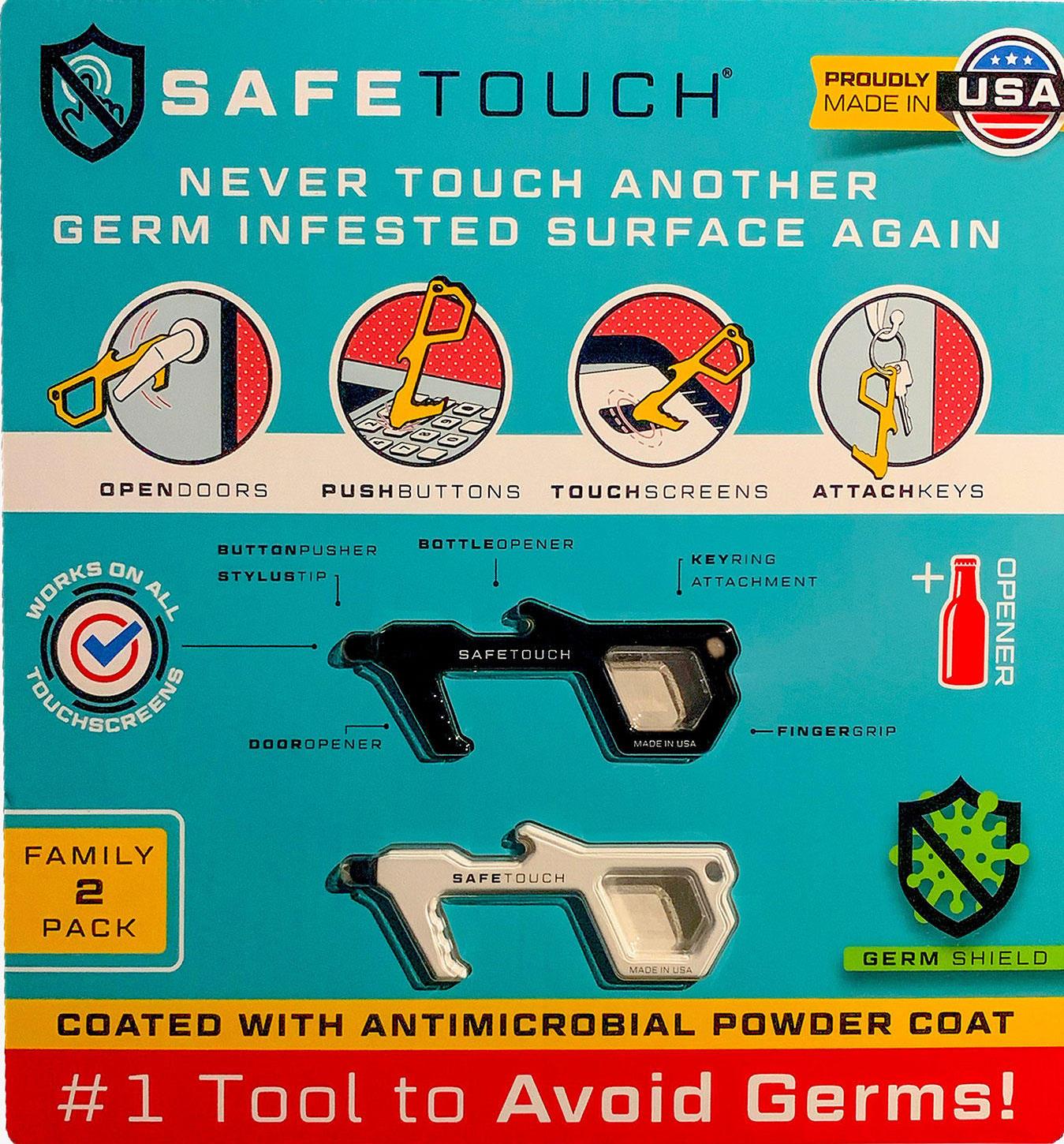 SafeTouch Hygiene Multi-Tool, Works on Touch Screen, Made in USA (2 Pack)