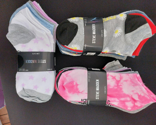 Steve Madden Women's Low Cut Socks 10 Pairs Novelty Styles