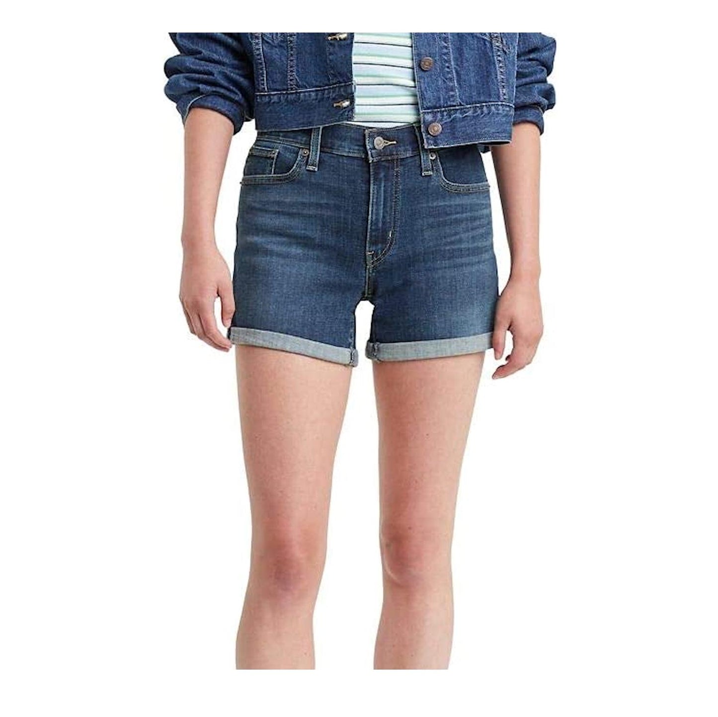 Levi's Women's Mid-Length Denim Mid-Stretch Super Soft Shorts