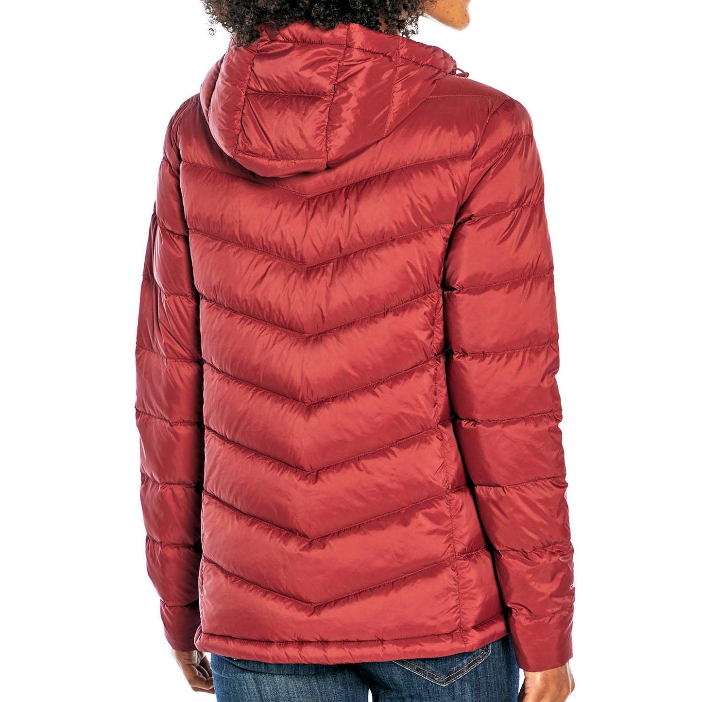 Eddie Bauer Women's Zip Up Microlight Quilted Down Packable Hooded Jacket