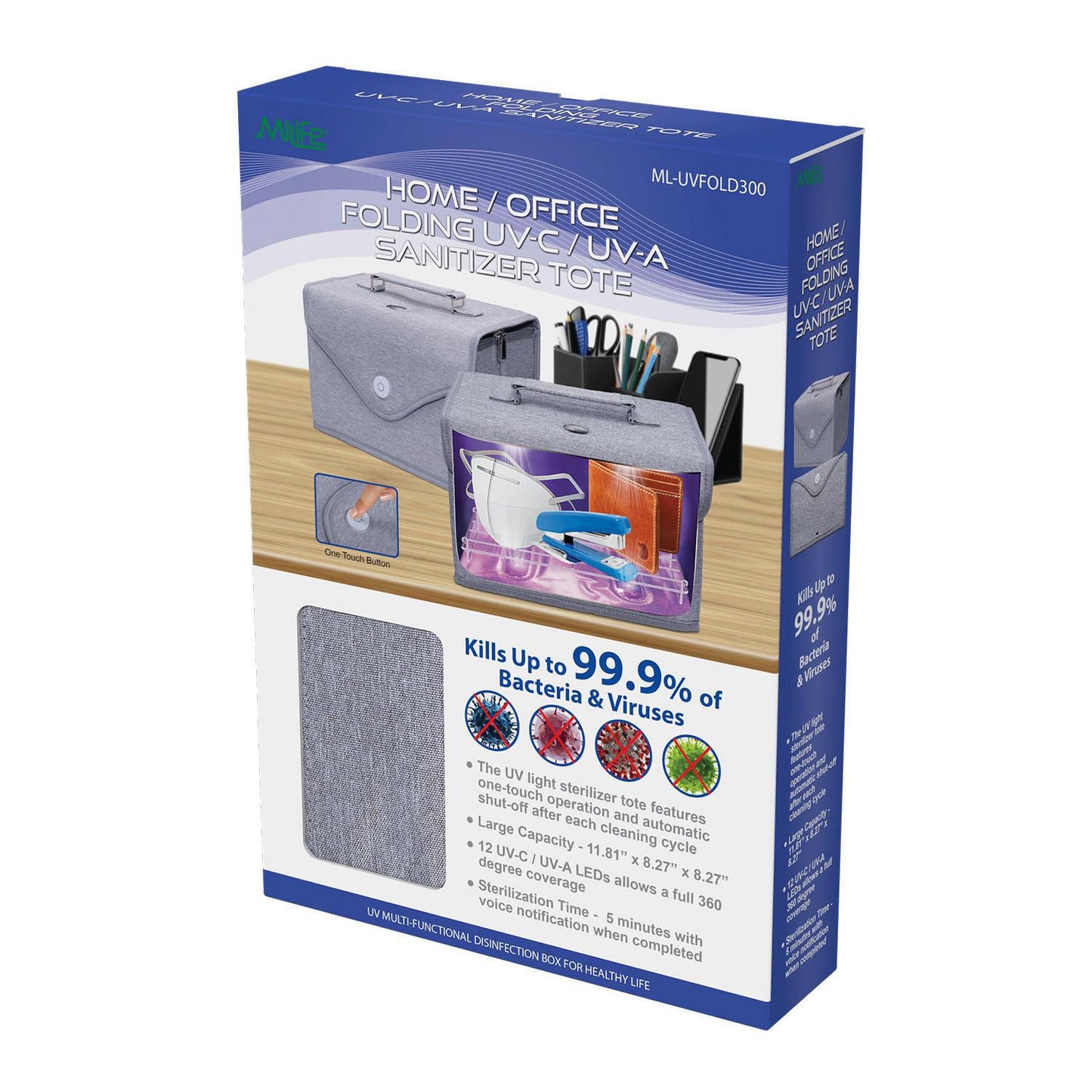 MiLife Health, Home/Office Folding UV-C/A Light Sanitizer Tote