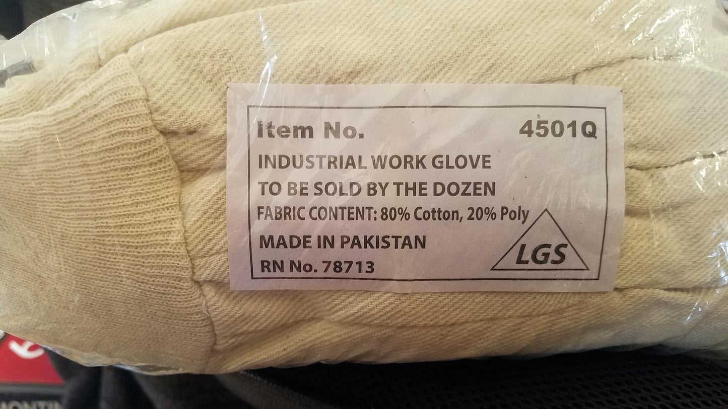 Liberty Safety Industrial Gloves 4501Q Cotton Canvas Glove, Knit Wrist, Standard Weight Mens Large 12 Pack